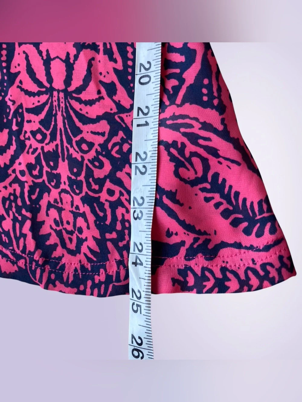 BANANA REPUBLIC | Pink & Navy Abstract Print Smocked Blouse | Size L